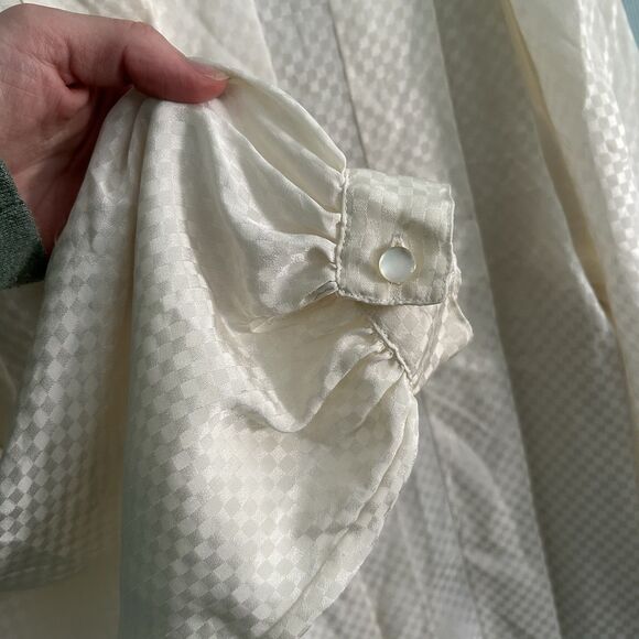 San Andre Vintage Button Up Blouse Small Castle Edwardian Pirate Bishop Sleeve - Picture 6 of 12